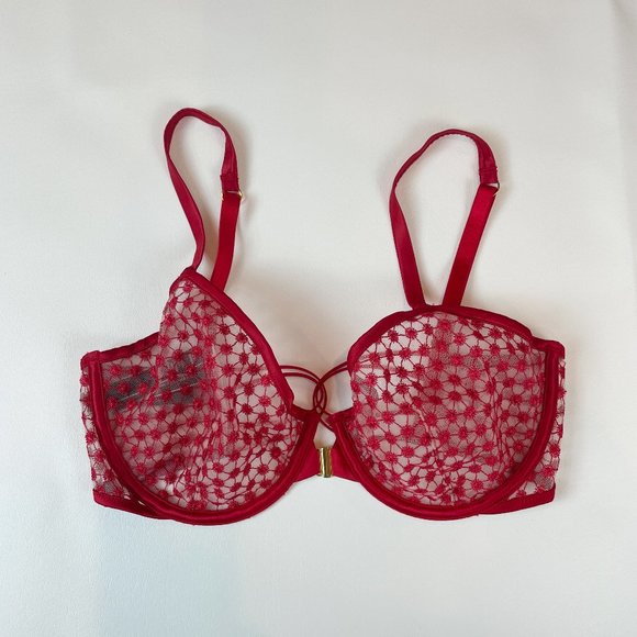 Victoria's Secret Bra 32DDD Unlined Demi Red Starburst Front Closure B963 - Picture 1 of 7
